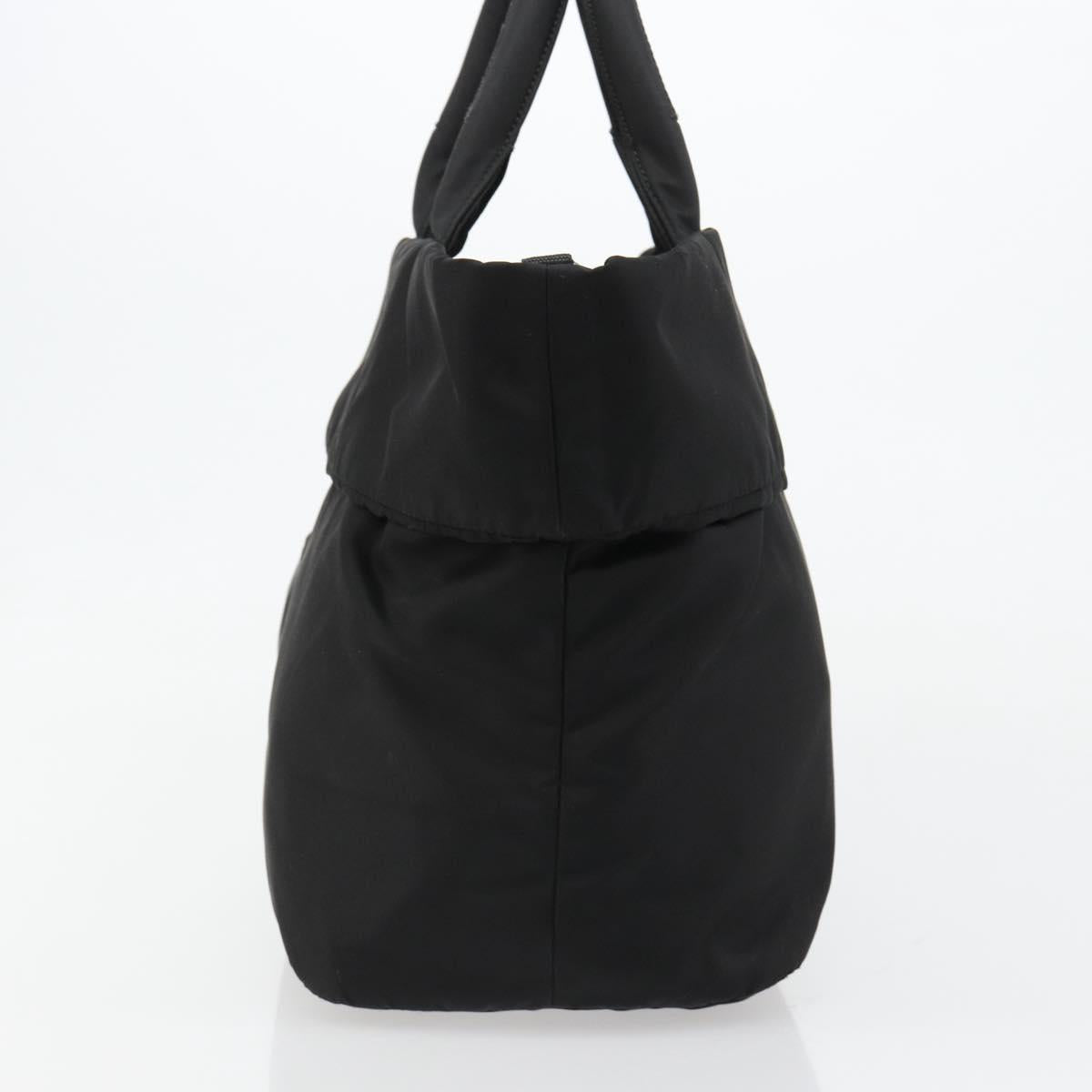 PRADA Reversible Hand Bag Nylon Black Silver Auth 182129A