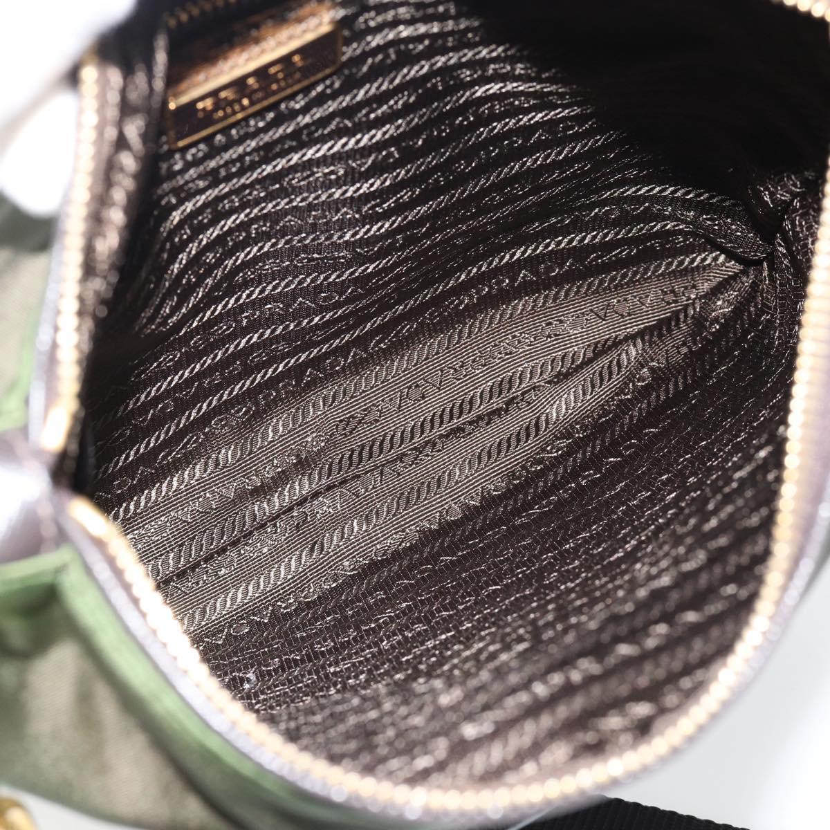 PRADA Shoulder Bag Nylon Green Gold Auth 182130
