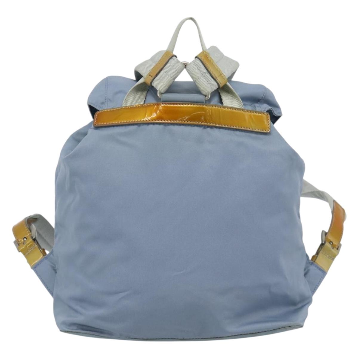 PRADA Backpack Nylon Light Blue Silver Auth 182131