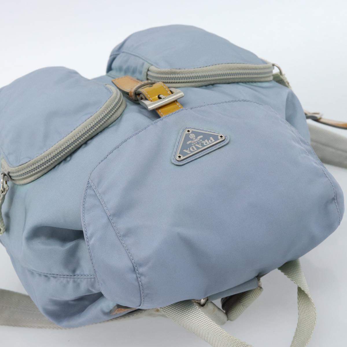 PRADA Backpack Nylon Light Blue Silver Auth 182131