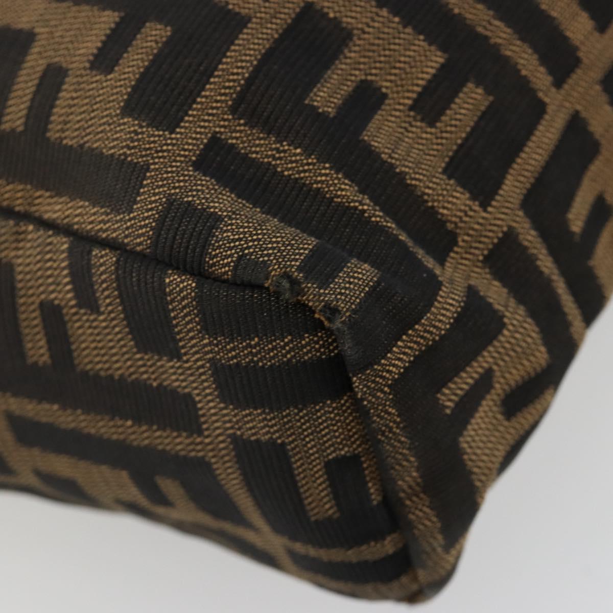 FENDI Zucca Canvas Hand Bag Black Brown Auth 182132
