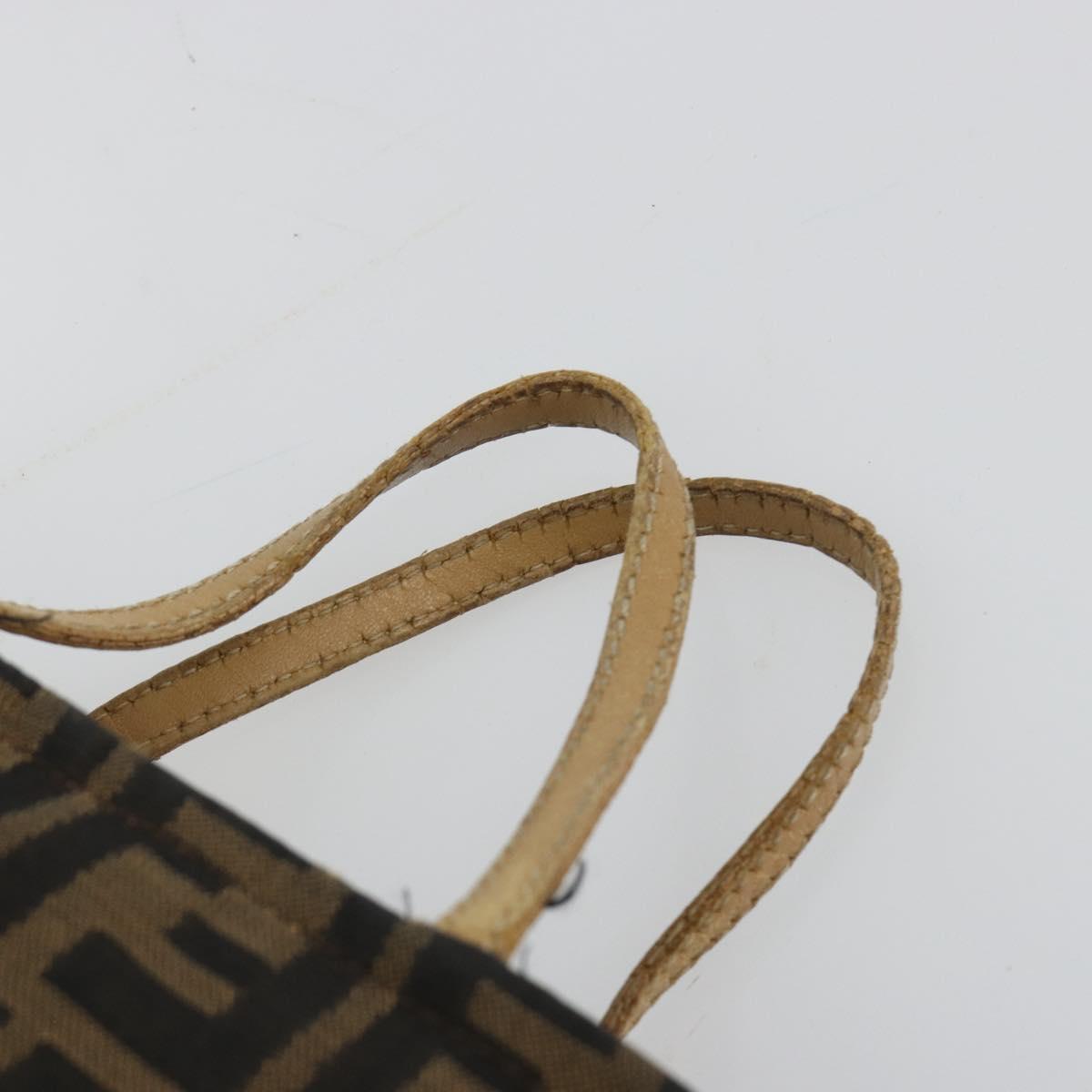 FENDI Zucca Canvas Hand Bag Black Brown Auth 182132