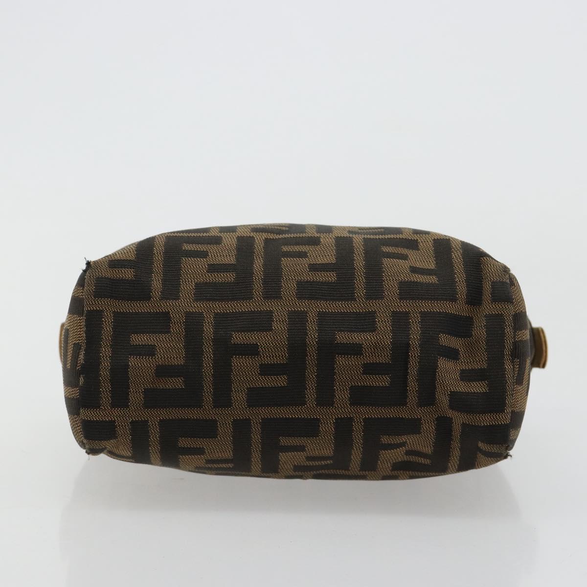 FENDI Zucca Canvas Hand Bag Black Brown Auth 182132