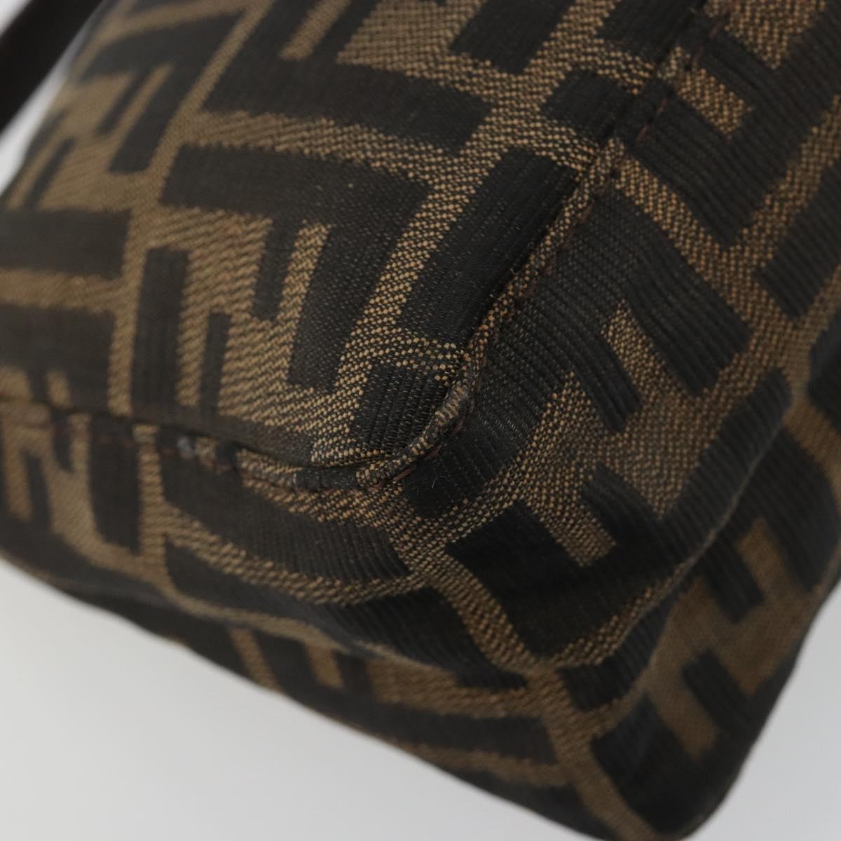 FENDI Zucca Canvas Accessory Pouch Black Brown Auth 182133
