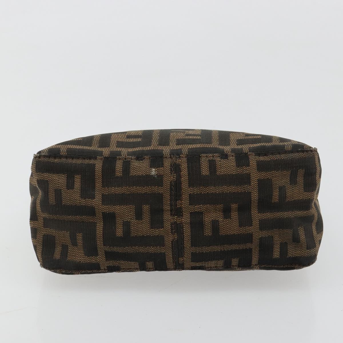 FENDI Zucca Canvas Accessory Pouch Black Brown Auth 182133