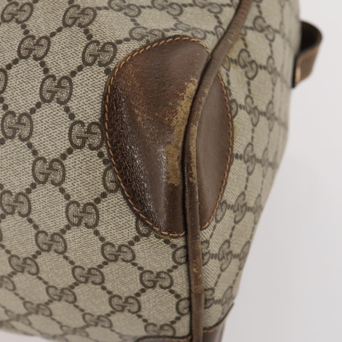 GUCCI GG Supreme Web Sherry Line Boston Bag PVC Beige Gold Auth 182135