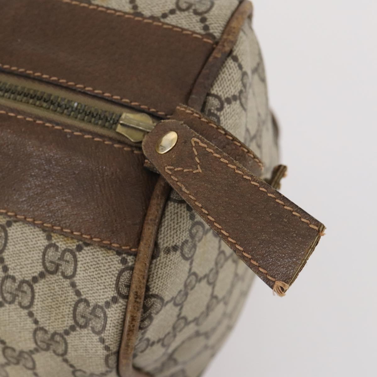 GUCCI GG Supreme Web Sherry Line Boston Bag PVC Beige Gold Auth 182135