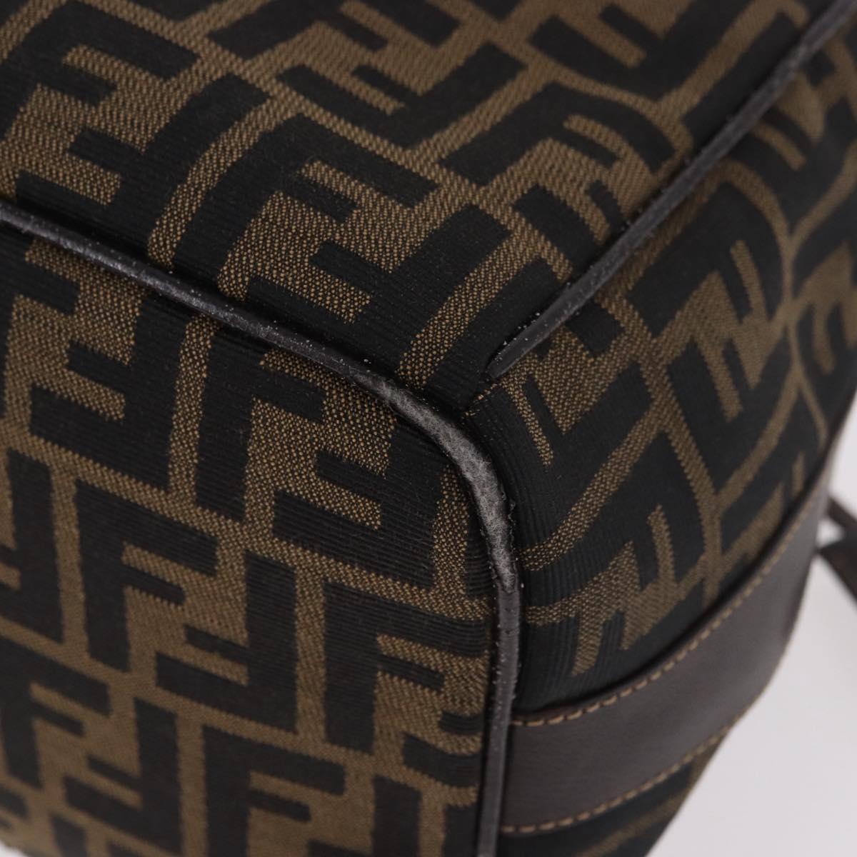 FENDI Zucca Canvas Hand Bag Black Brown Auth 182141