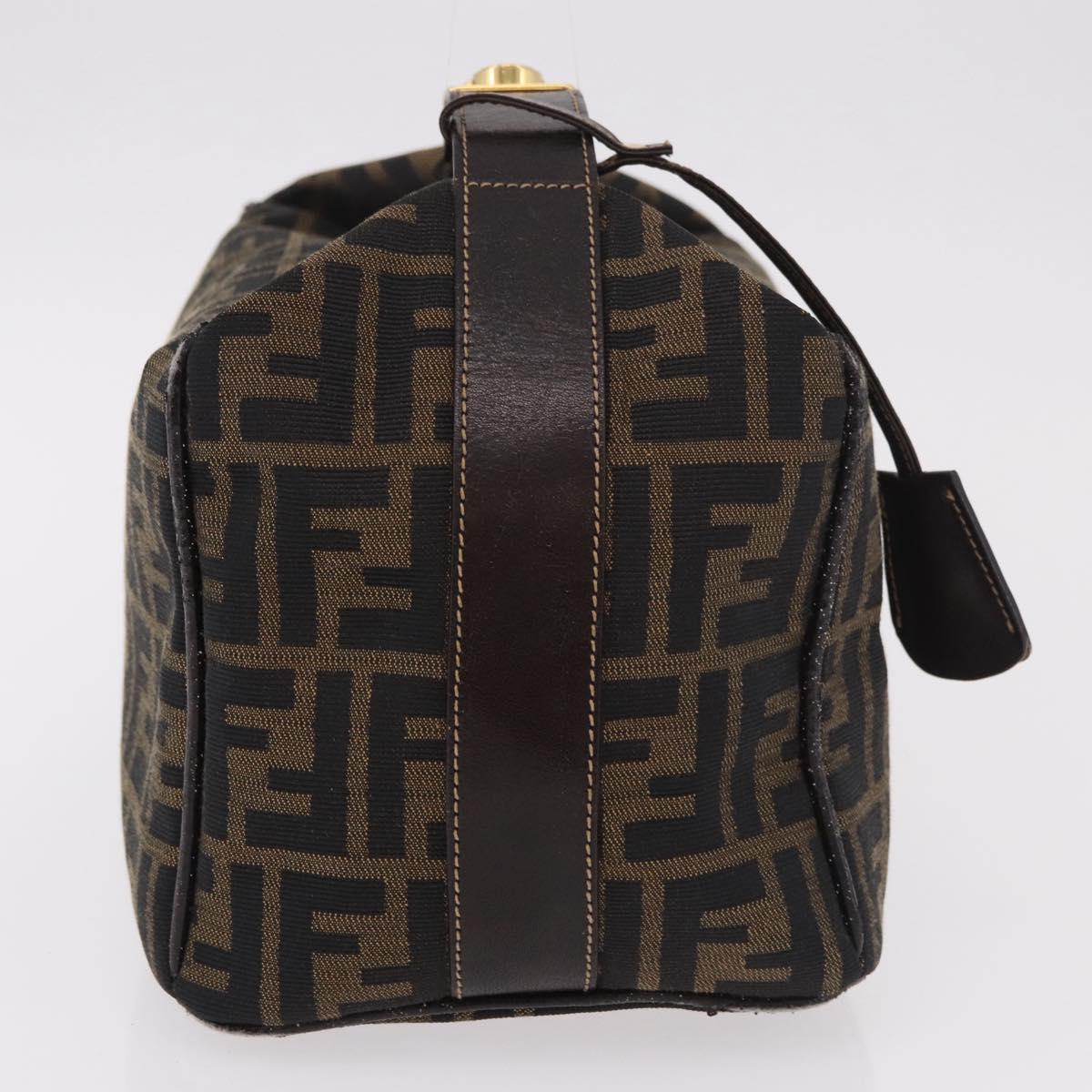 FENDI Zucca Canvas Hand Bag Black Brown Auth 182141