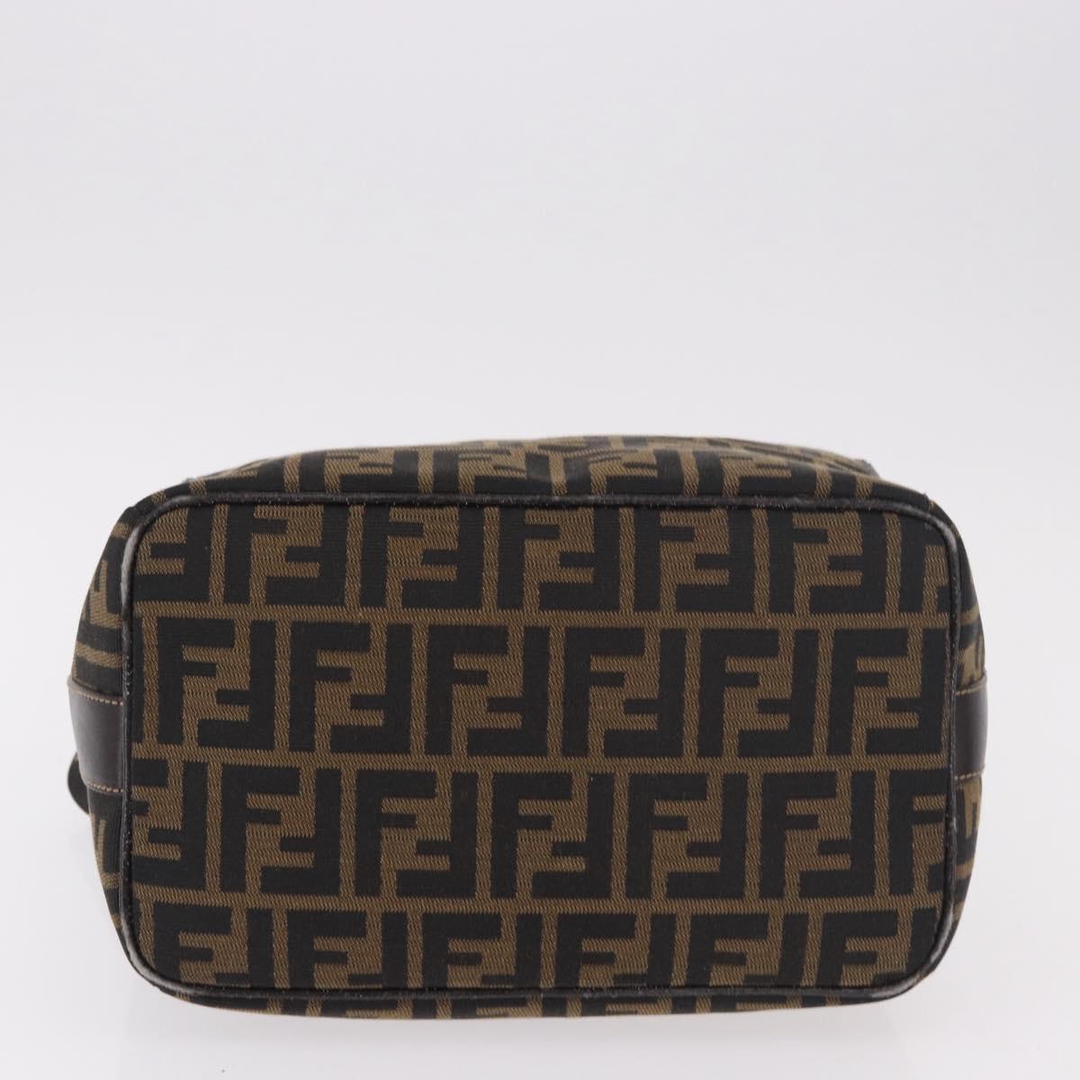 FENDI Zucca Canvas Hand Bag Black Brown Auth 182141