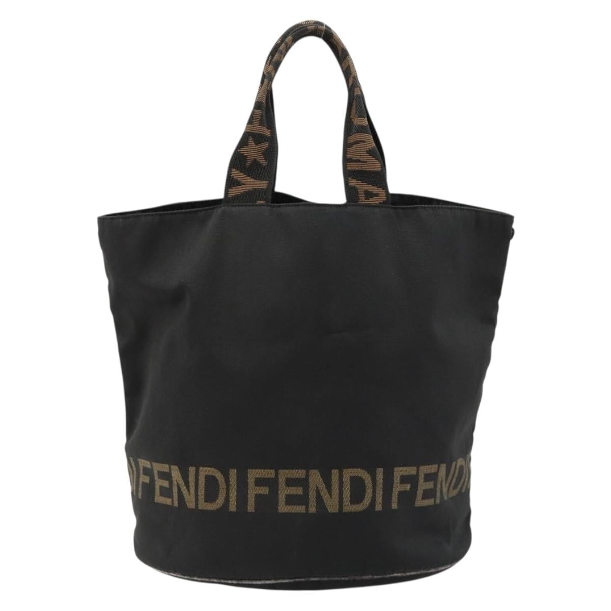 FENDI Tote Bag Canvas Black Auth 182142