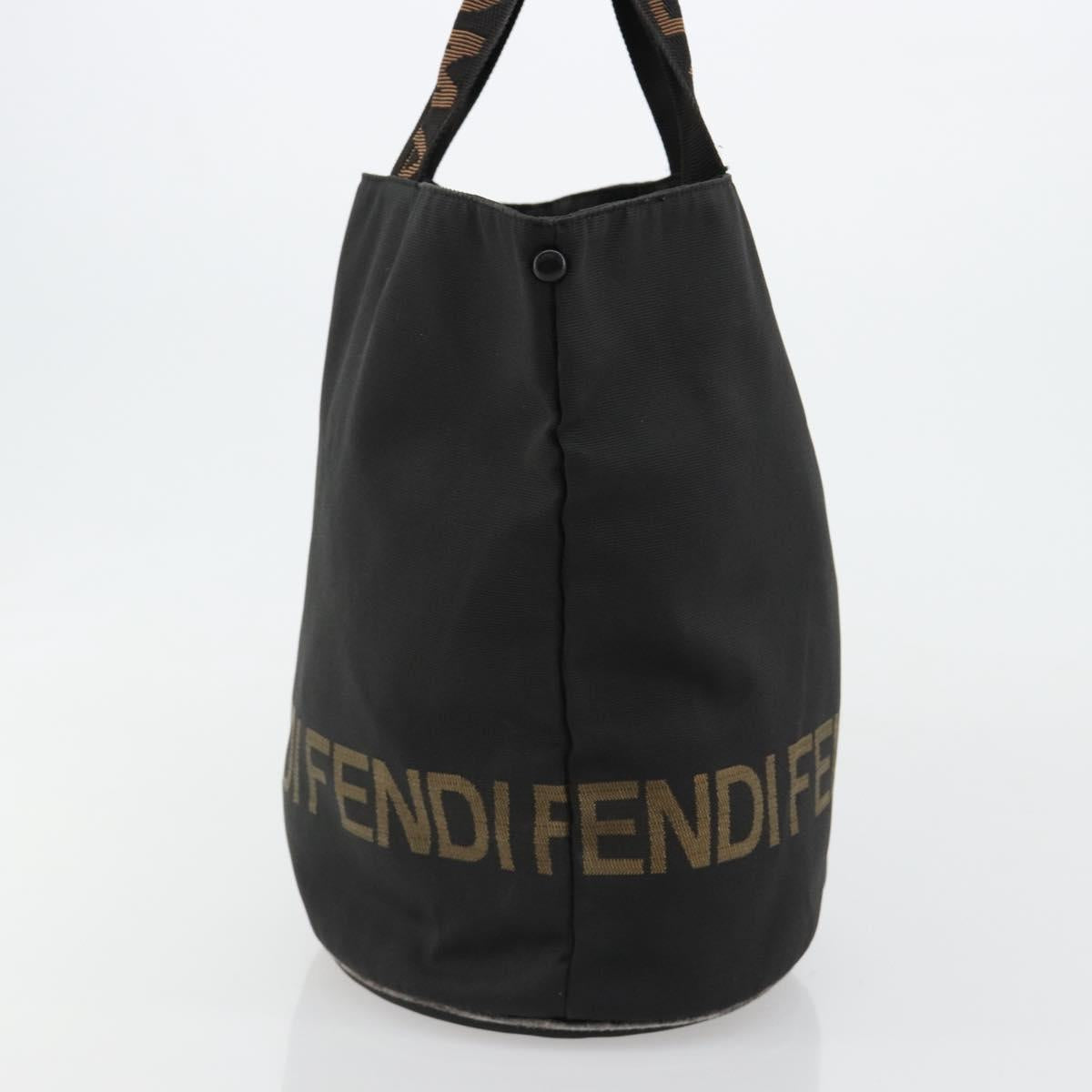 FENDI Tote Bag Canvas Black Auth 182142