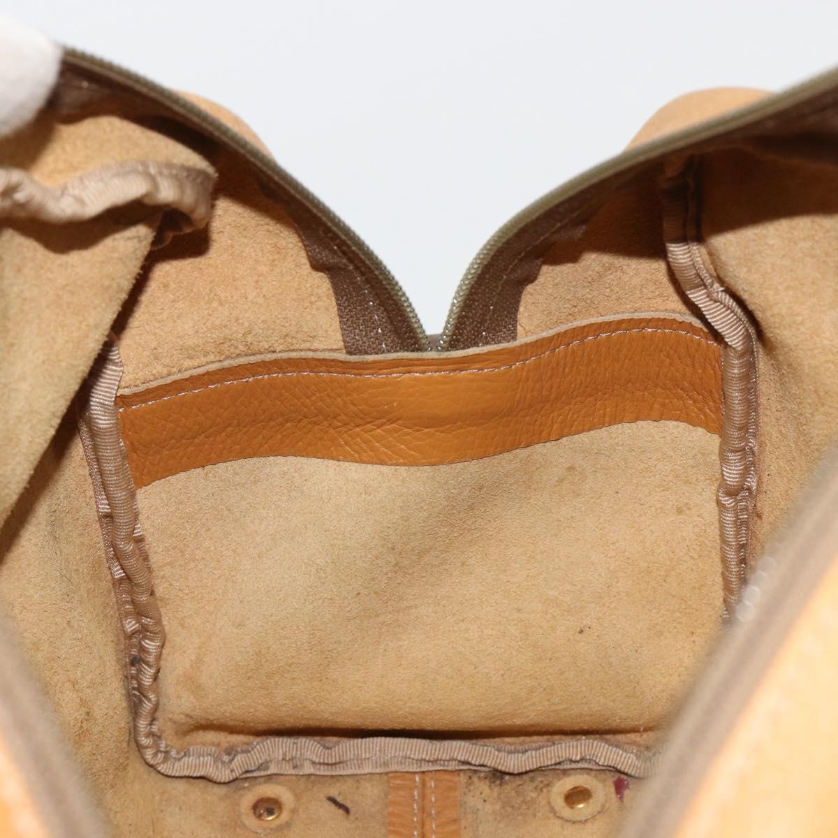 LOEWE Anagram Hand Bag Leather Brown Gold Auth 182145