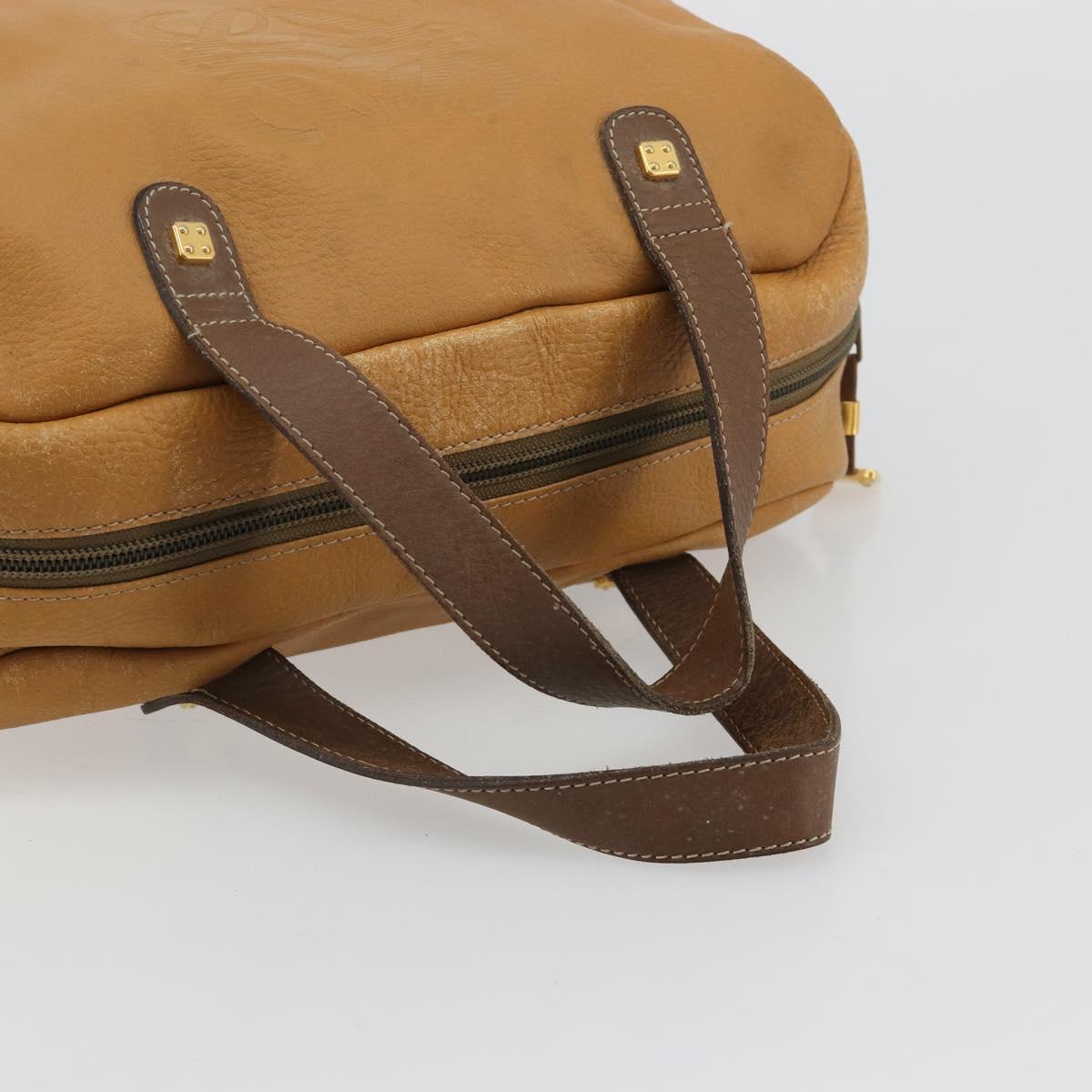 LOEWE Anagram Hand Bag Leather Brown Gold Auth 182145