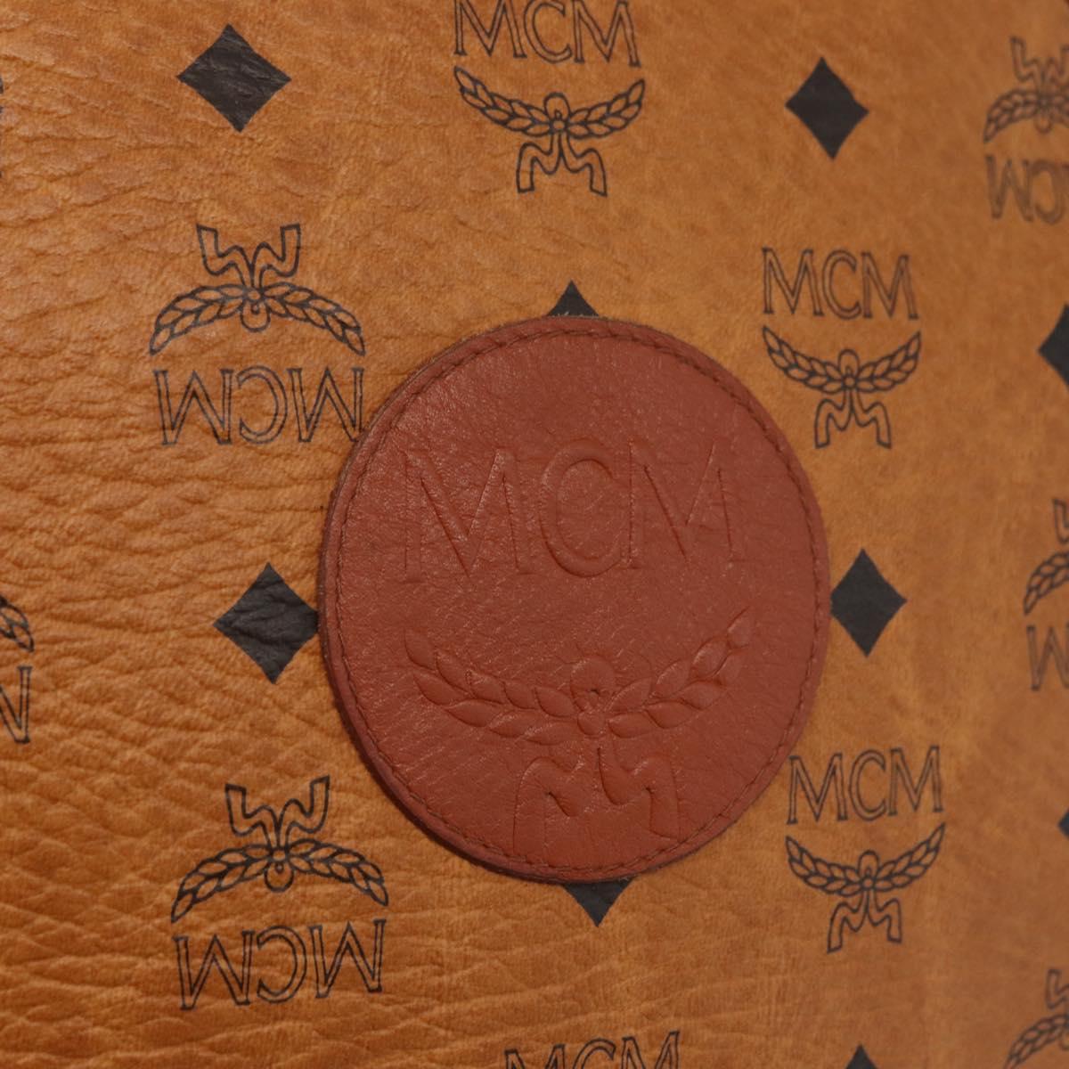 MCM Vicetos Logogram Shoulder Bag PVC Brown Gold Auth 182146