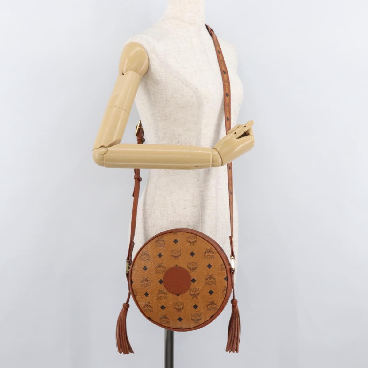 MCM Vicetos Logogram Shoulder Bag PVC Brown Gold Auth 182146