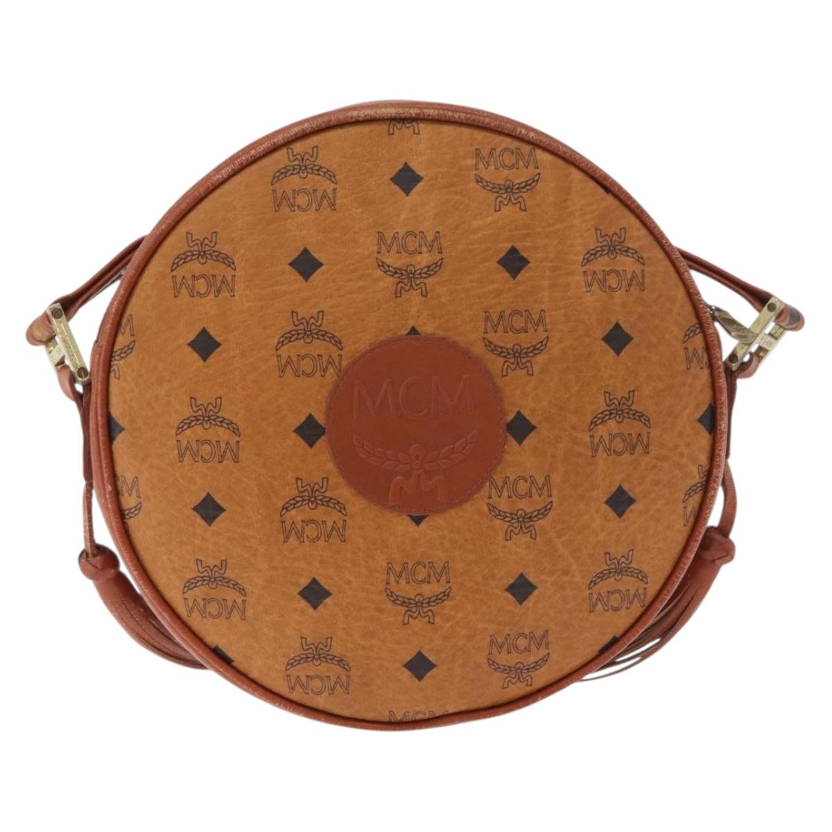 MCM Vicetos Logogram Shoulder Bag PVC Brown Gold Auth 182146