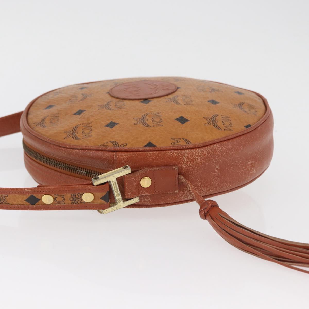MCM Vicetos Logogram Shoulder Bag PVC Brown Gold Auth 182146