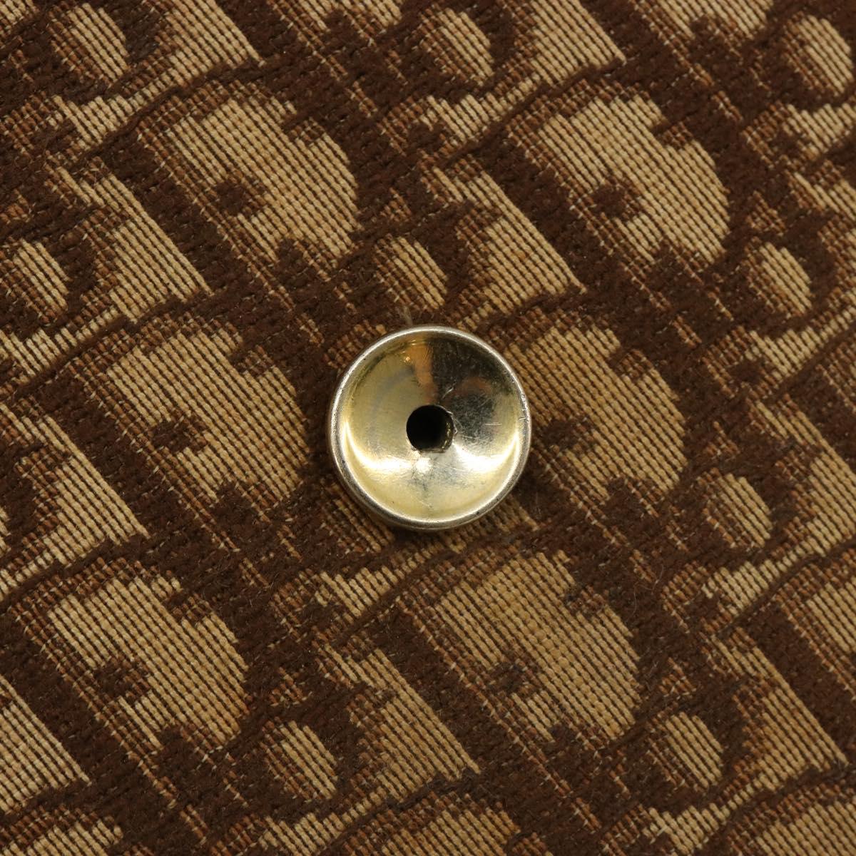 Christian Dior Trotter Canvas Shoulder Bag Brown Gold Auth 182147