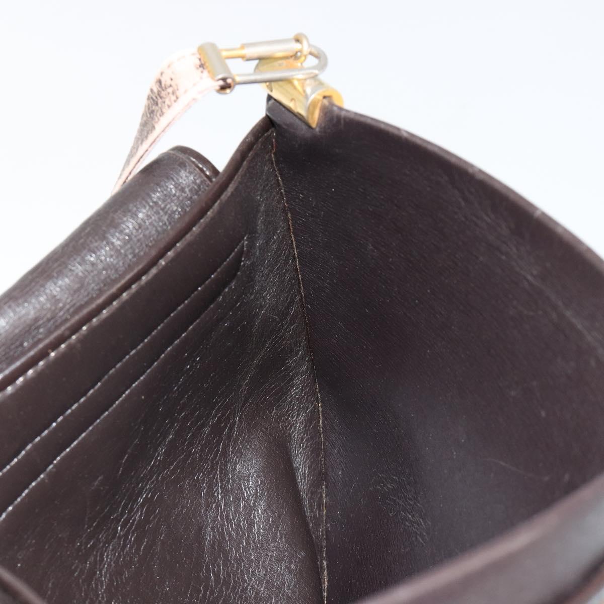 Christian Dior Trotter Canvas Shoulder Bag Brown Gold Auth 182147