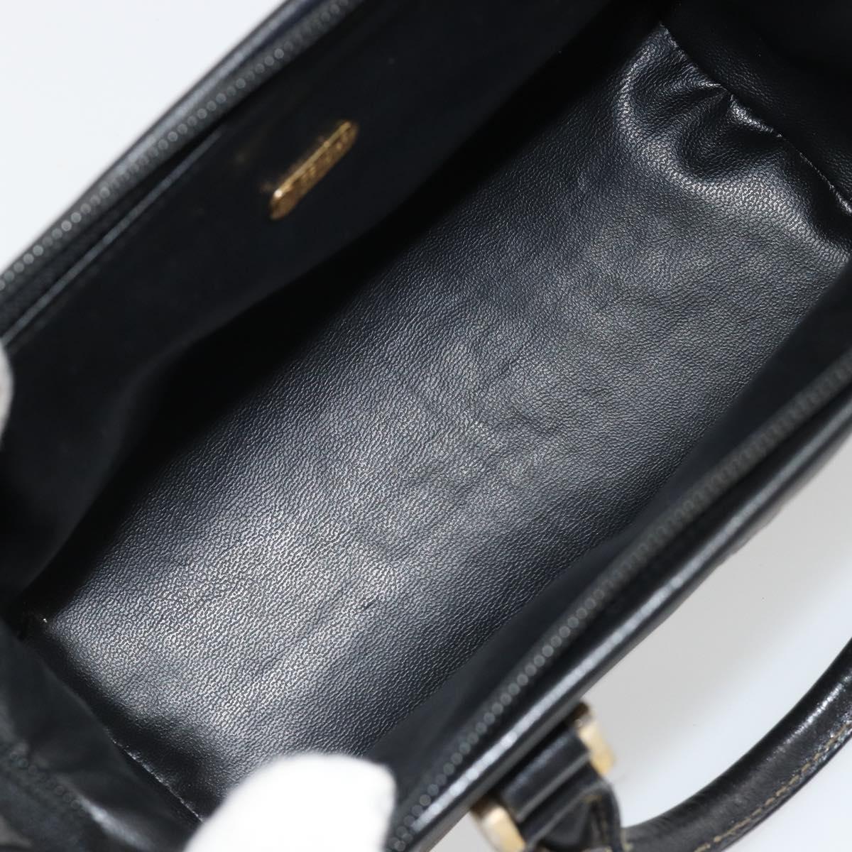 FENDI Zucca Canvas Hand Bag Black Brown Auth 182150