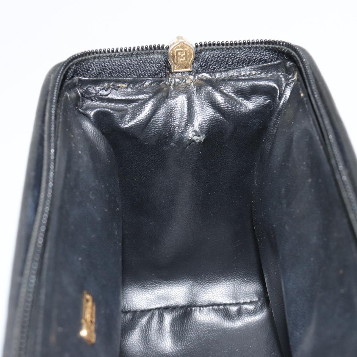 FENDI Zucca Canvas Hand Bag Black Brown Auth 182150
