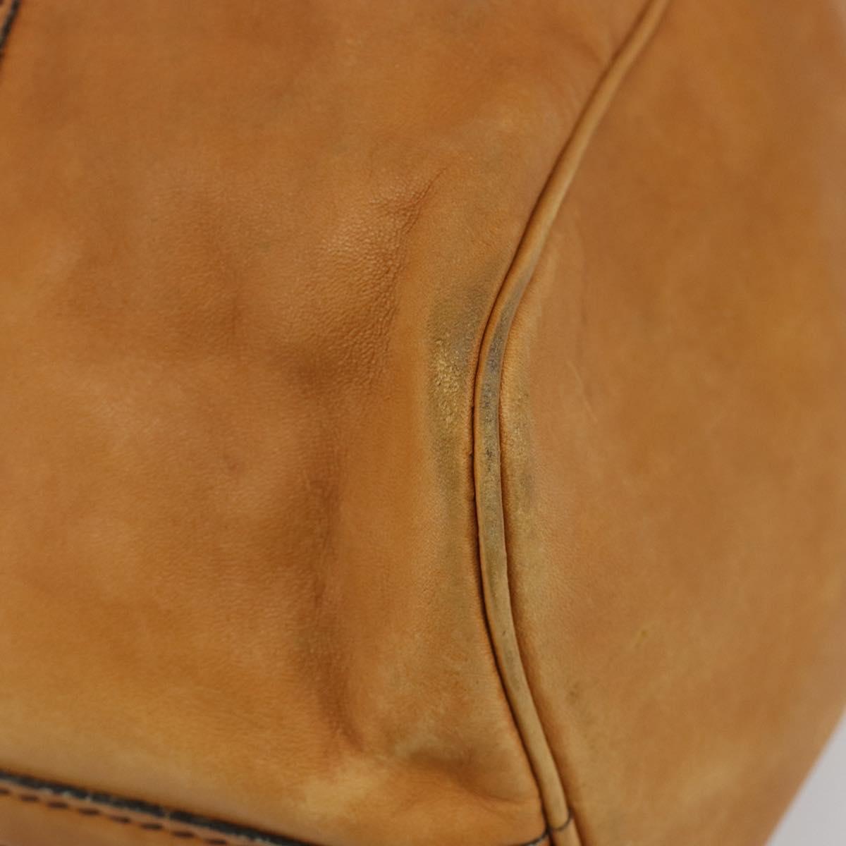 Christian Dior Hand Bag Leather Suede Brown Gold Auth 182155