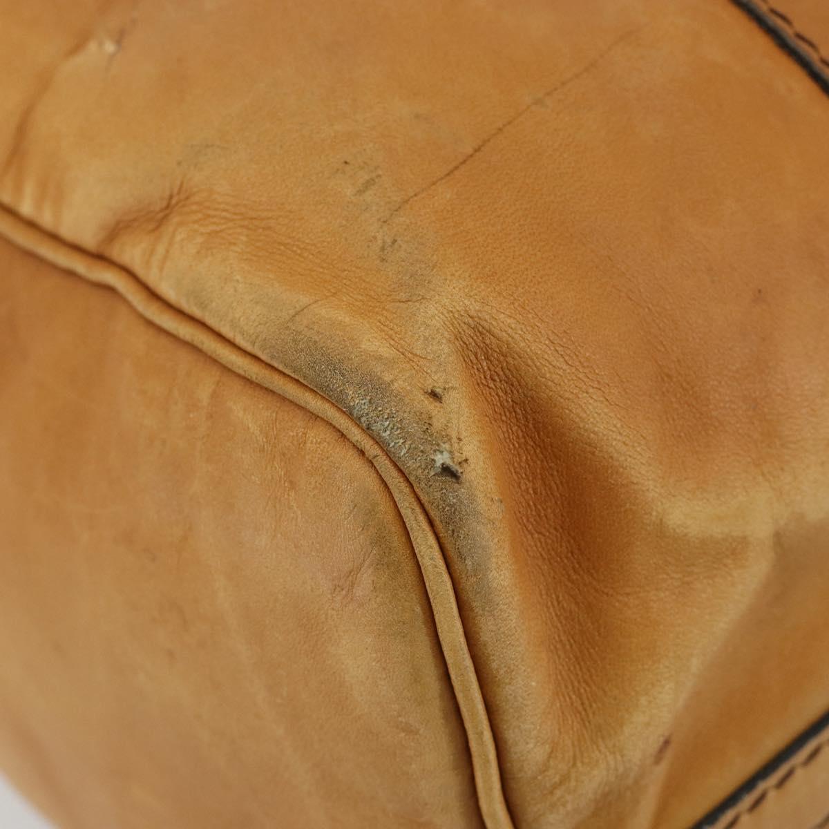 Christian Dior Hand Bag Leather Suede Brown Gold Auth 182155