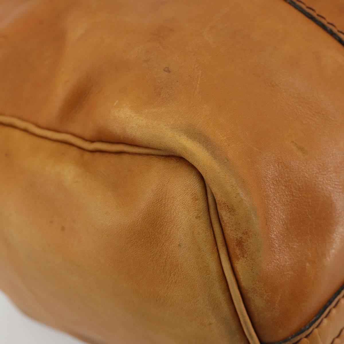 Christian Dior Hand Bag Leather Suede Brown Gold Auth 182155