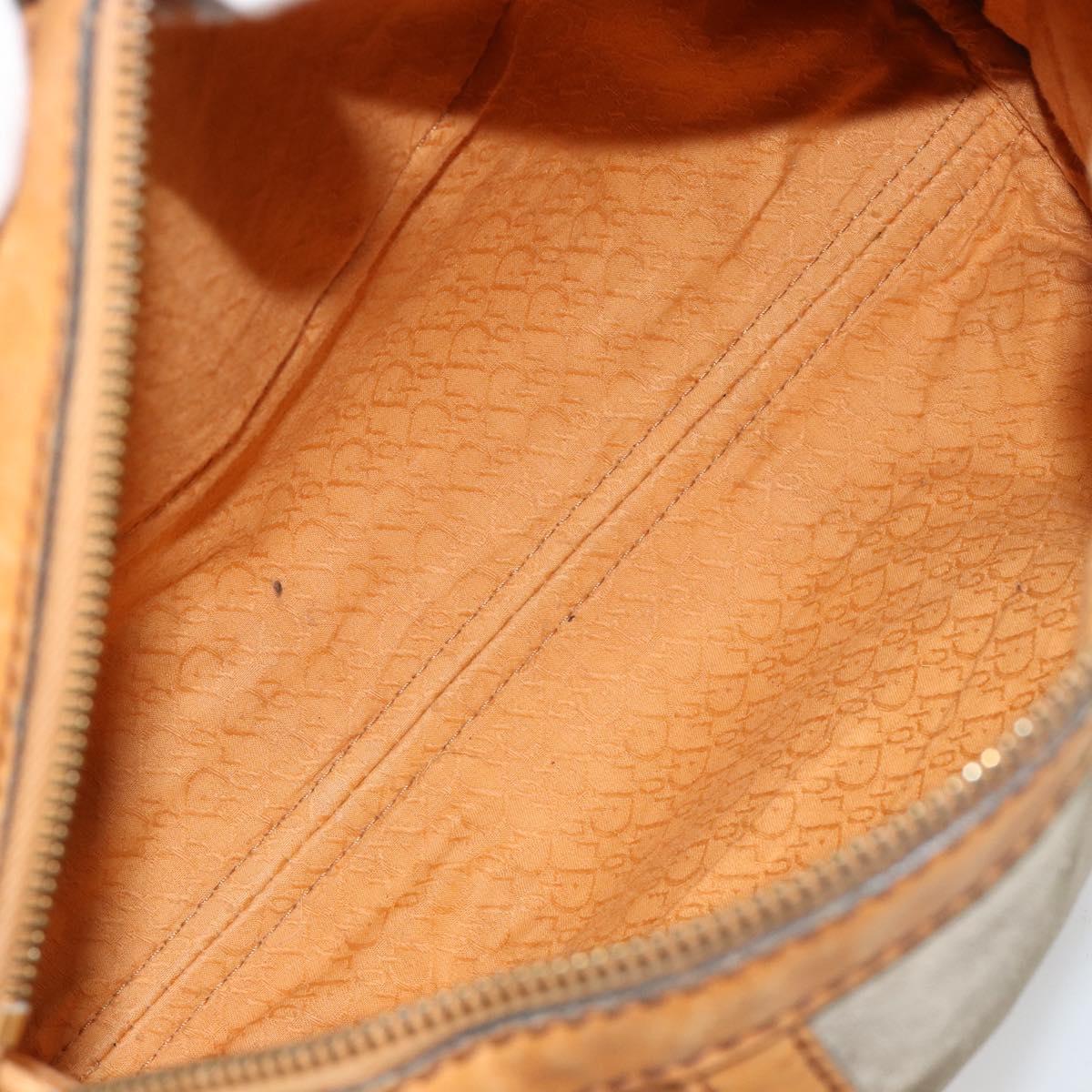 Christian Dior Hand Bag Leather Suede Brown Gold Auth 182155