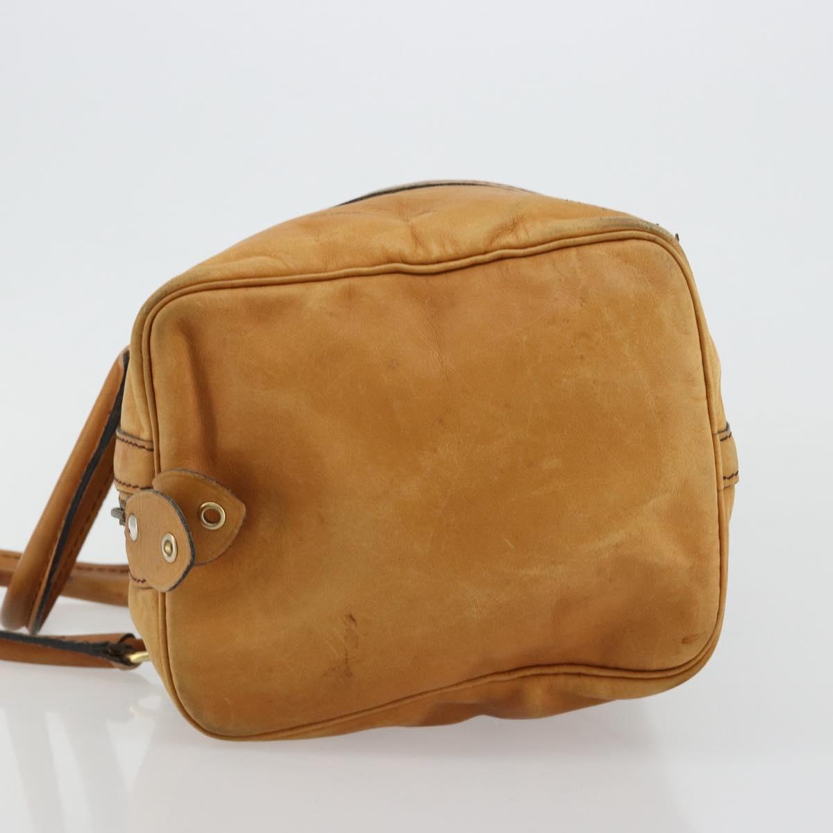 Christian Dior Hand Bag Leather Suede Brown Gold Auth 182155