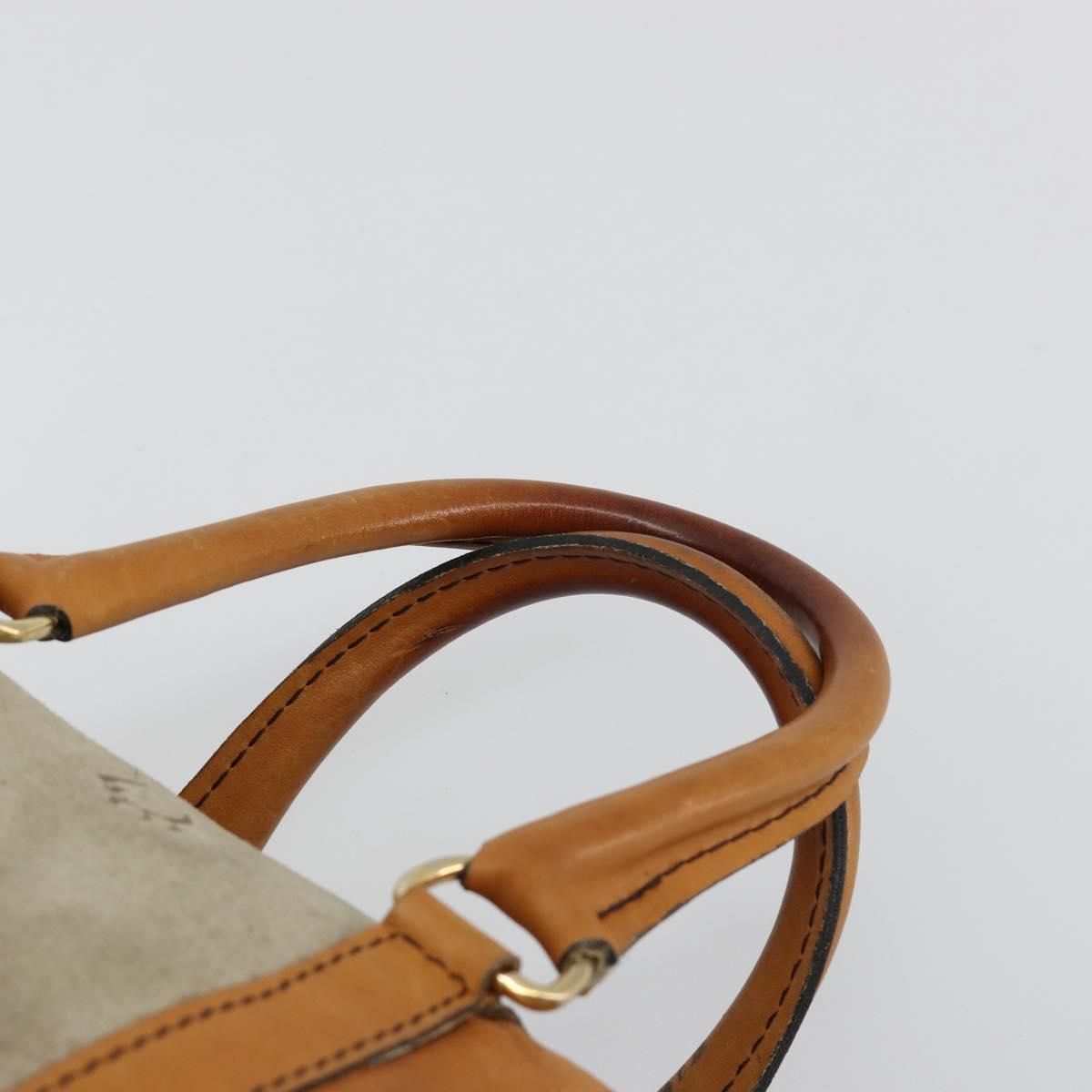 Christian Dior Hand Bag Leather Suede Brown Gold Auth 182155