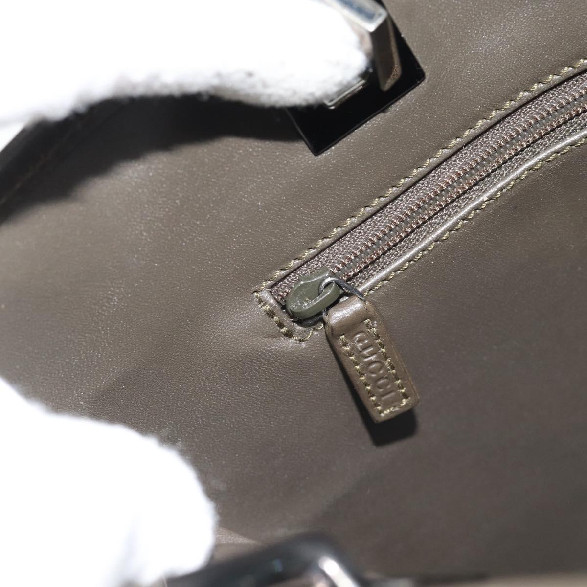 GUCCI Tote Bag Satin Khaki Silver 002 1099 Auth 182156