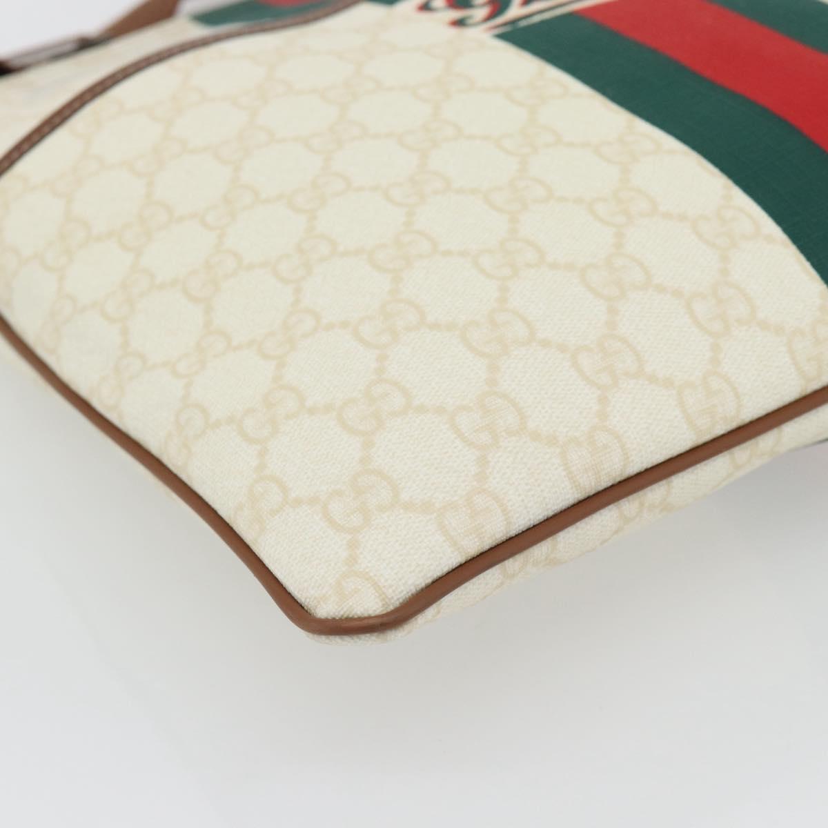 GUCCI GG Supreme Web Sherry Line Bag PVC White Red Green 189816 Auth 182157A