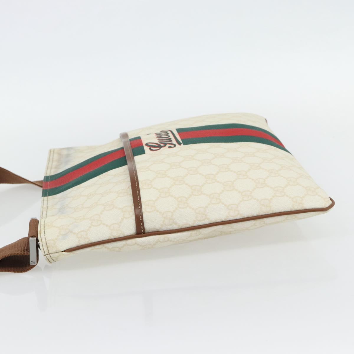 GUCCI GG Supreme Web Sherry Line Bag PVC White Red Green 189816 Auth 182157A