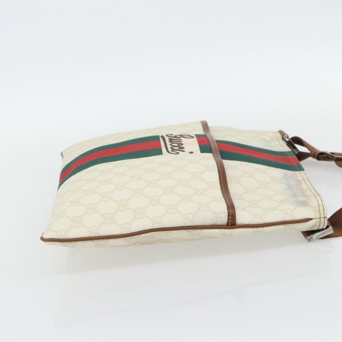 GUCCI GG Supreme Web Sherry Line Bag PVC White Red Green 189816 Auth 182157A