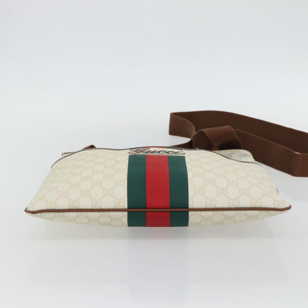 GUCCI GG Supreme Web Sherry Line Bag PVC White Red Green 189816 Auth 182157A