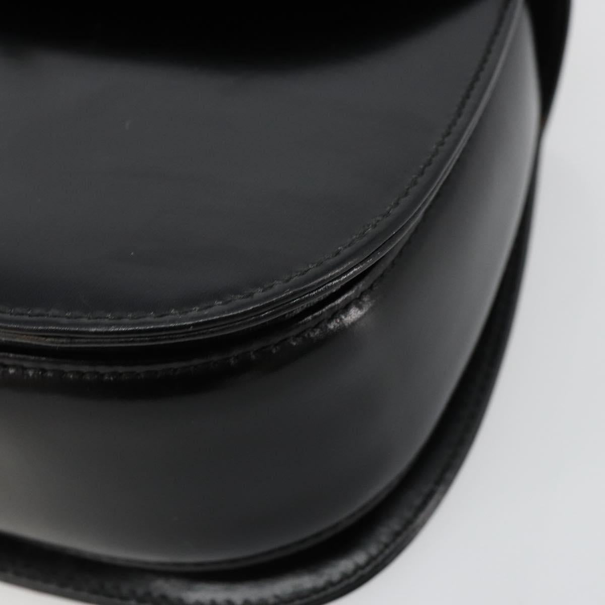 GUCCI Bamboo Hand Bag Leather Black Gold 000 2046 0188 Auth 182167V
