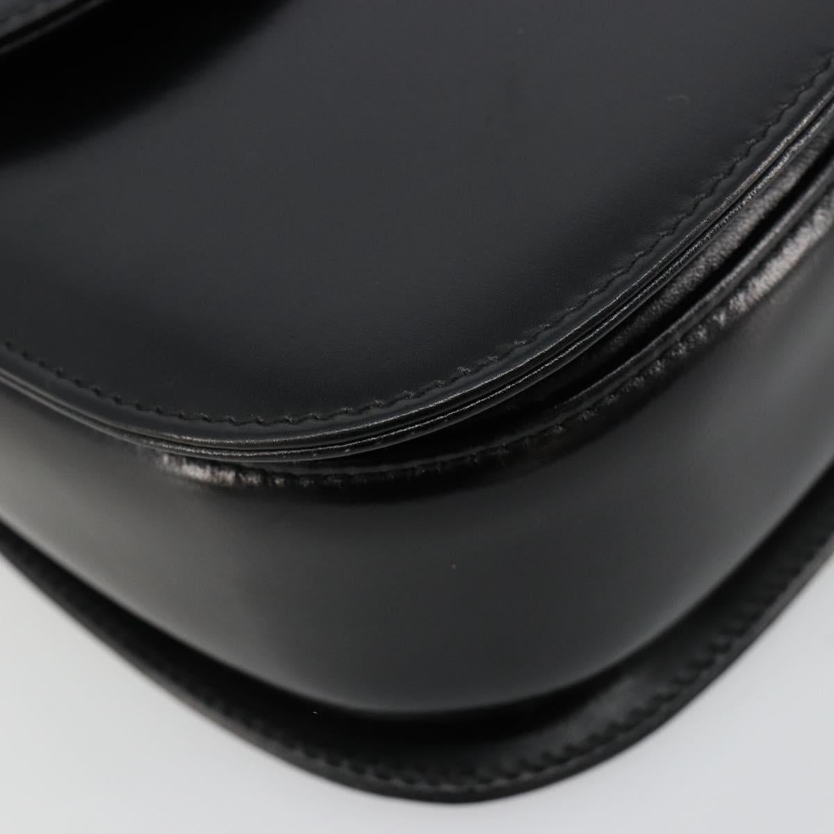 GUCCI Bamboo Hand Bag Leather Black Gold 000 2046 0188 Auth 182167V
