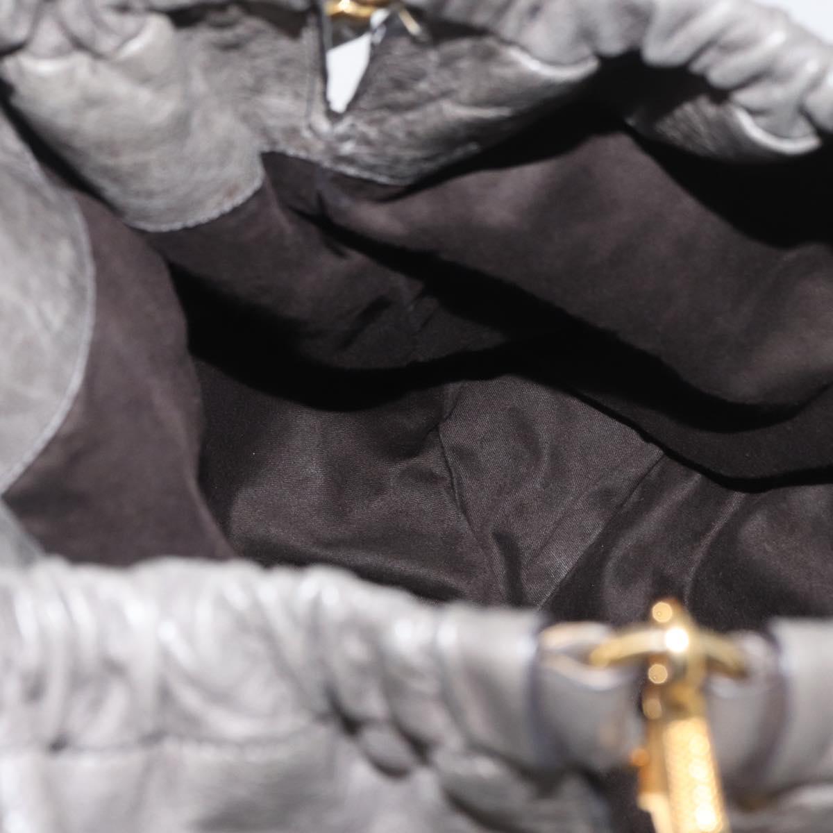 Miu Miu Hand Bag Leather 2way Gray Gold Auth 182170A