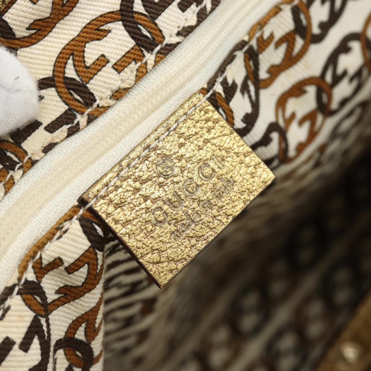 GUCCI GG Canvas Pretty Tote Bag Beige Gold 163805 Auth 182171A