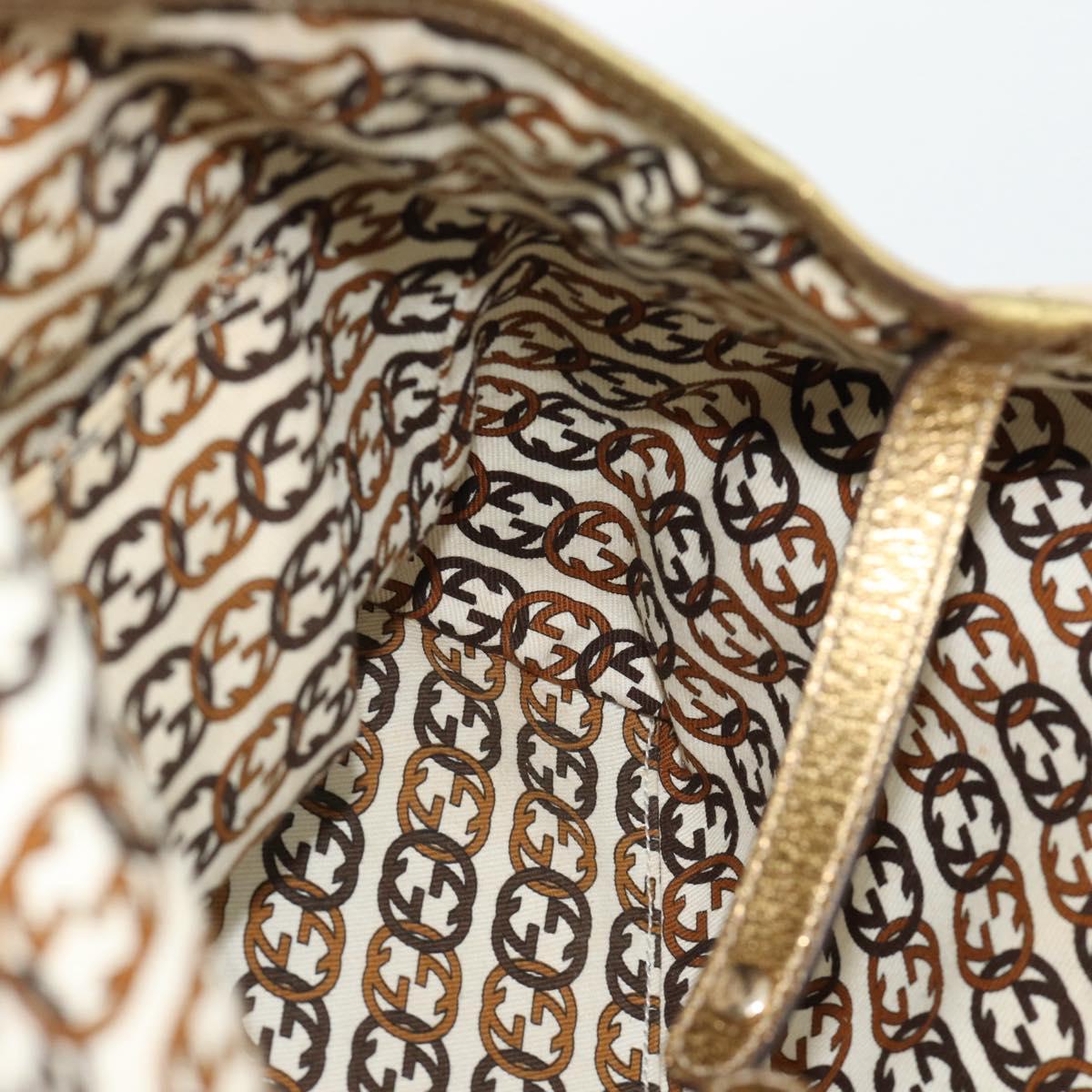 GUCCI GG Canvas Pretty Tote Bag Beige Gold 163805 Auth 182171A