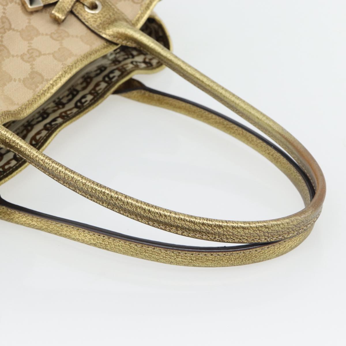 GUCCI GG Canvas Pretty Tote Bag Beige Gold 163805 Auth 182171A