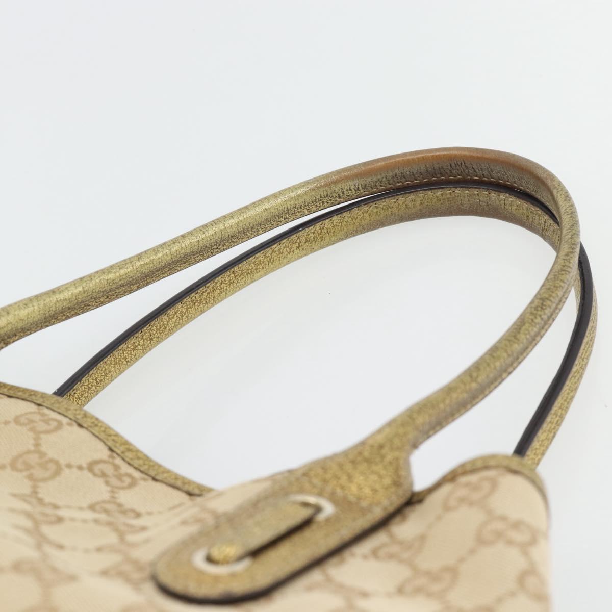 GUCCI GG Canvas Pretty Tote Bag Beige Gold 163805 Auth 182171A
