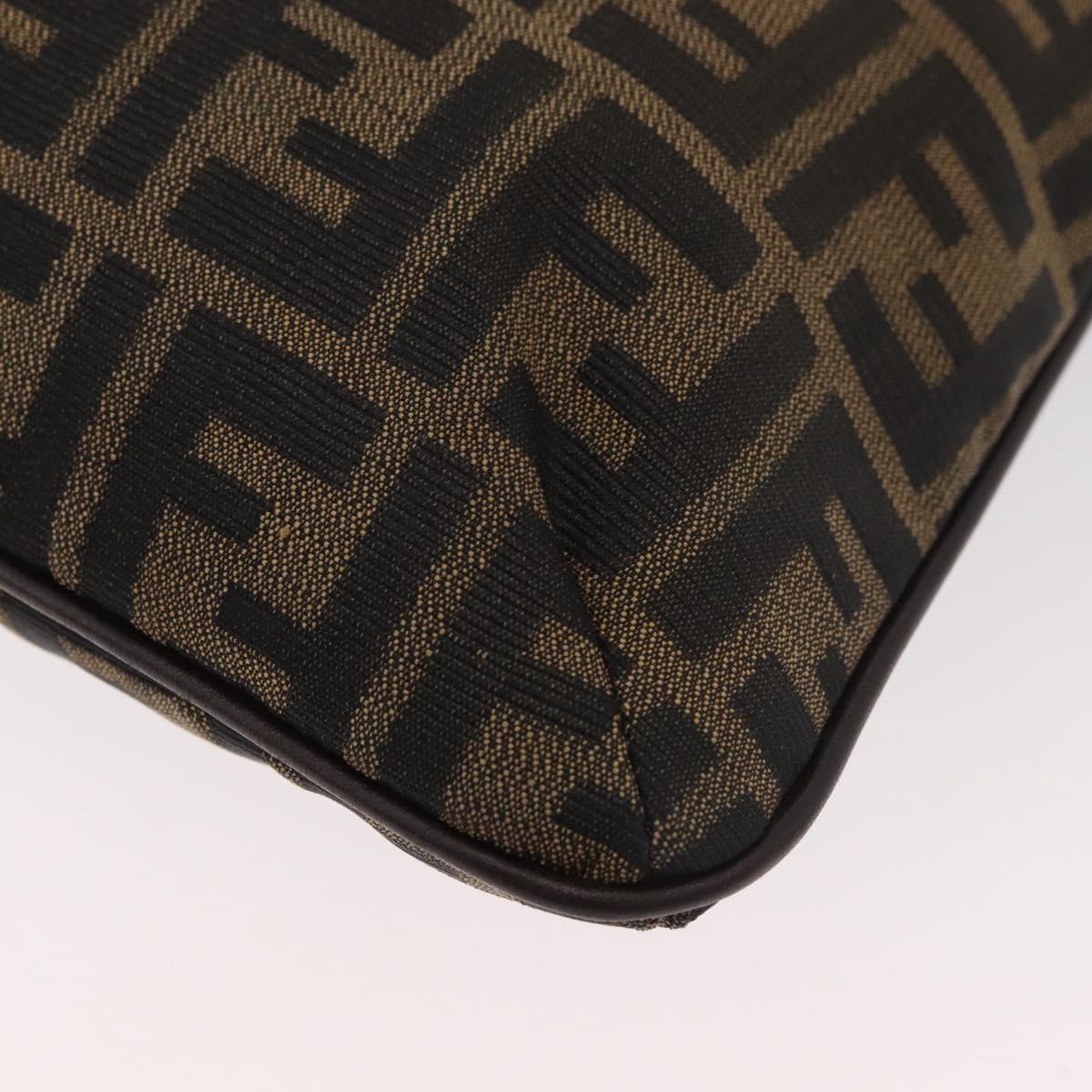 FENDI Zucca Canvas Shoulder Bag Black Brown Auth 182178V