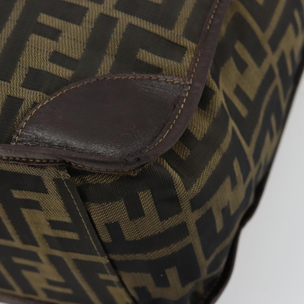 FENDI Zucca Canvas Hand Bag Black Brown Auth 182179A