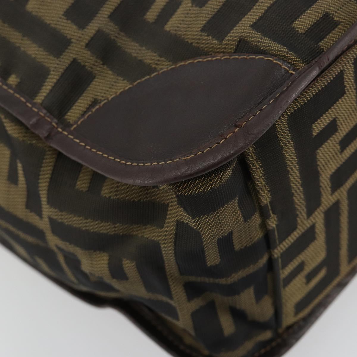 FENDI Zucca Canvas Hand Bag Black Brown Auth 182179A