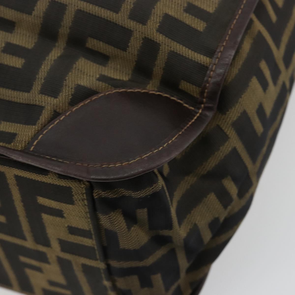 FENDI Zucca Canvas Hand Bag Black Brown Auth 182179A