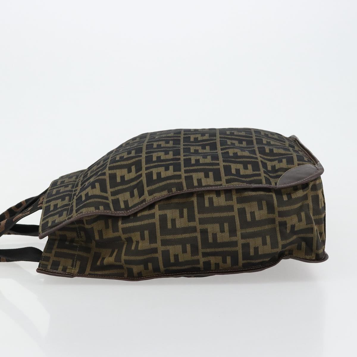 FENDI Zucca Canvas Hand Bag Black Brown Auth 182179A