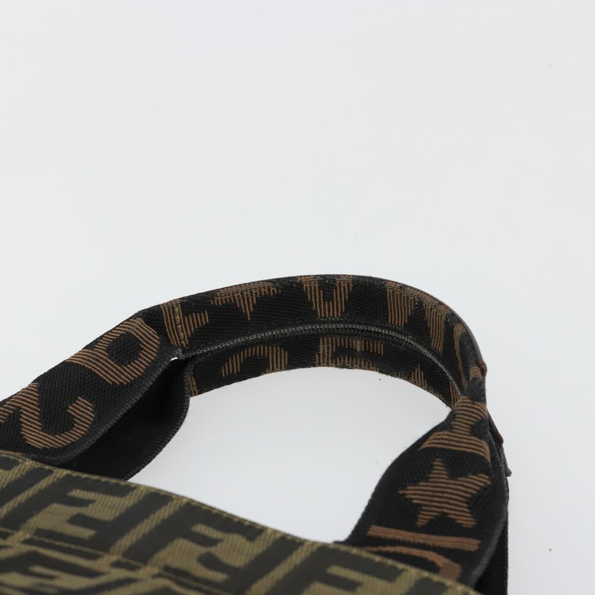 FENDI Zucca Canvas Hand Bag Black Brown Auth 182179A
